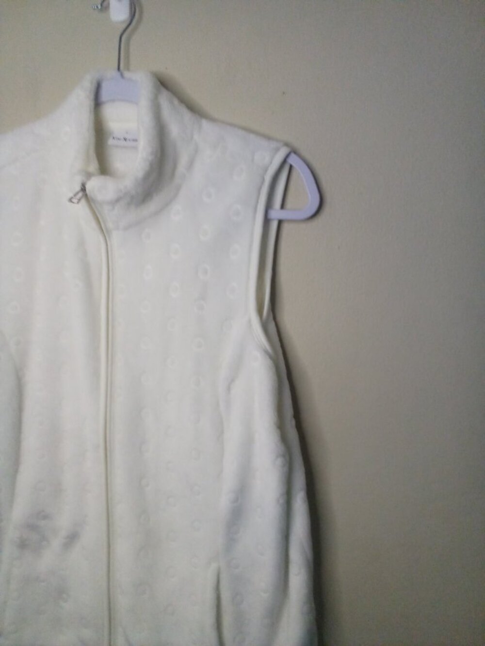 Kim Rogers Fleece Vest Women M Full Zip Sleeveless Soft Pockets White - Picture 6 of 13